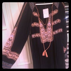 NWT Free People embroidered long sleeve dress S